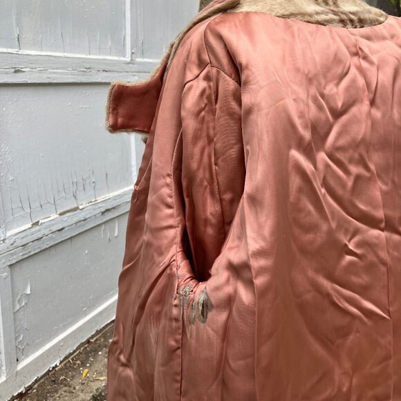 Lynn Pynn Pure Wool Long Winter Coat Vintage 60s Made in Canada Beige Plaid - Picture 13 of 16